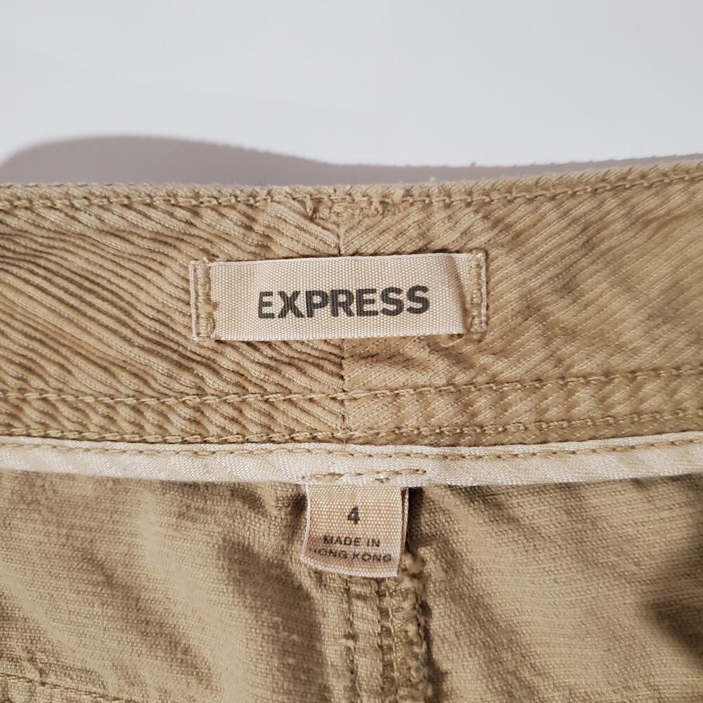 Express VTG Y2K Corduroy Bootcut Pants Womens Size 4 Mid Rise Tan Beige Cotton - Picture 6 of 9